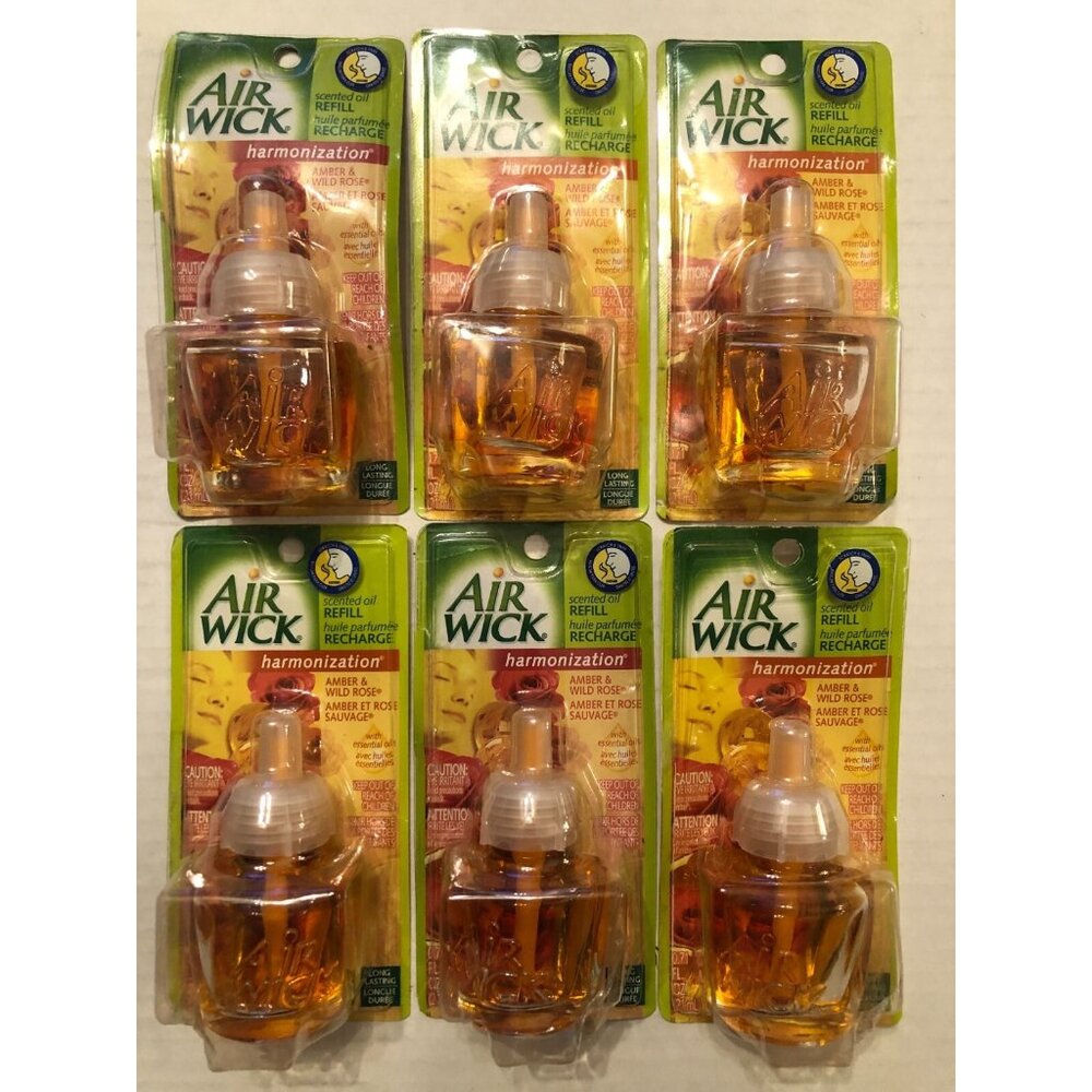 6 new airwick scented oil refills harmonization amber & wild rose